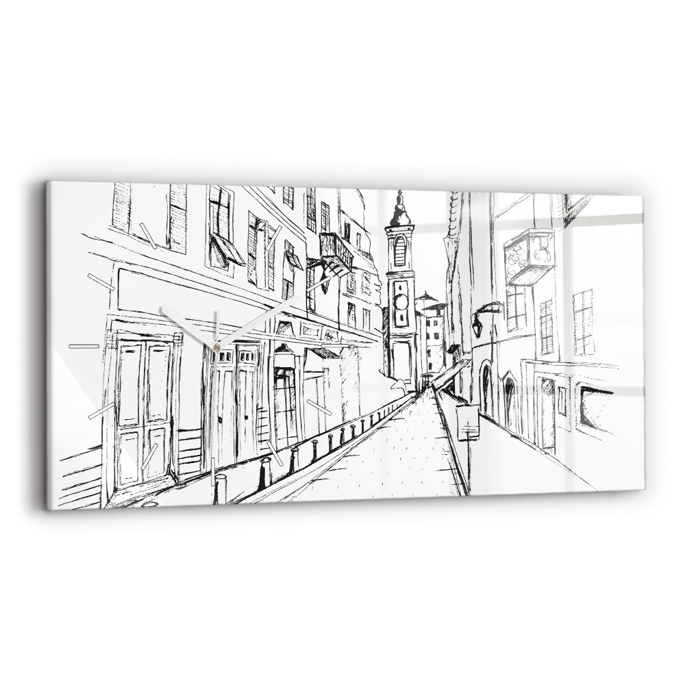 Zegar szklany poziomy Rysunek miasta Prowansja