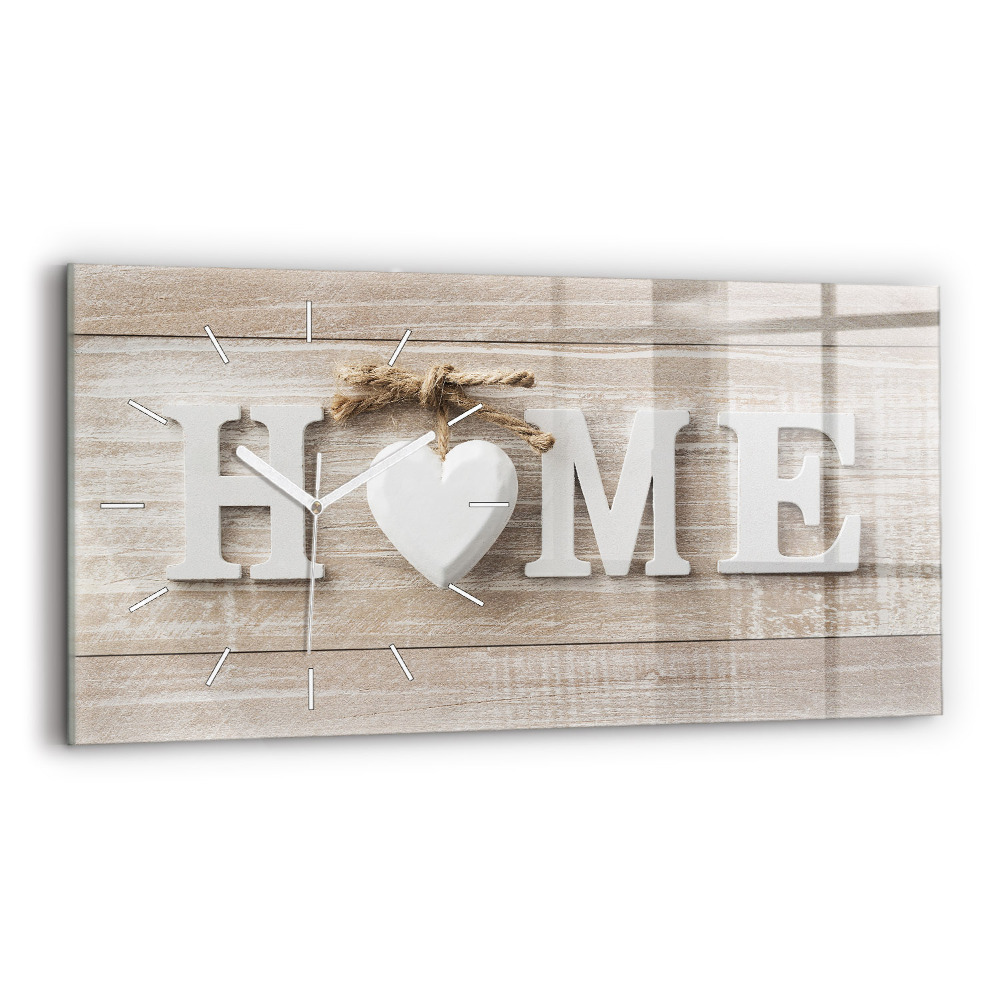 Zegar szklany poziomy Napis dom