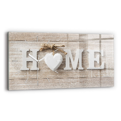 Zegar szklany poziomy Napis dom