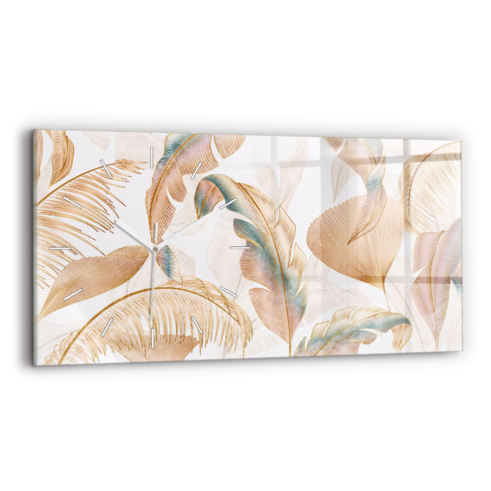 Zegar poziomy Wzór liści natura