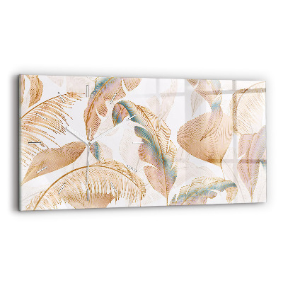 Zegar poziomy Wzór liści natura