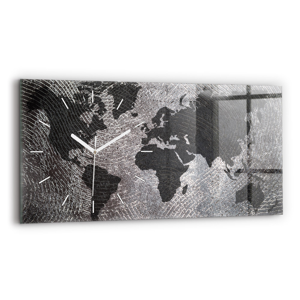 Zegar poziomy Mapa świata beton