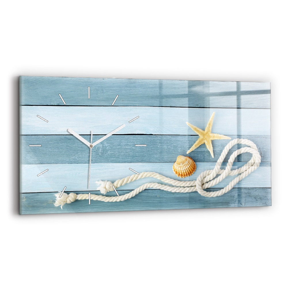 Zegar poziomy Deski pasy i muszelka