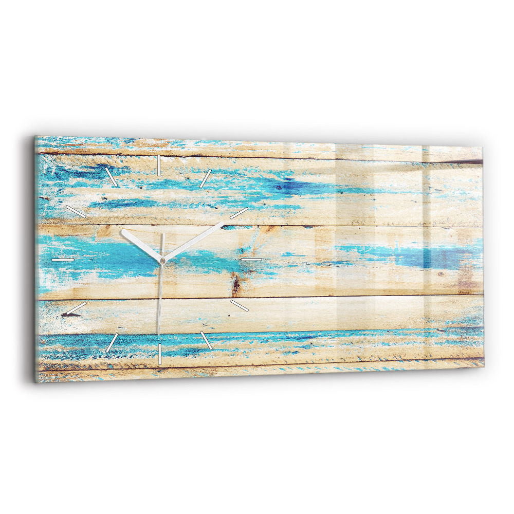 Zegar szklany poziomy Porysowane drewno