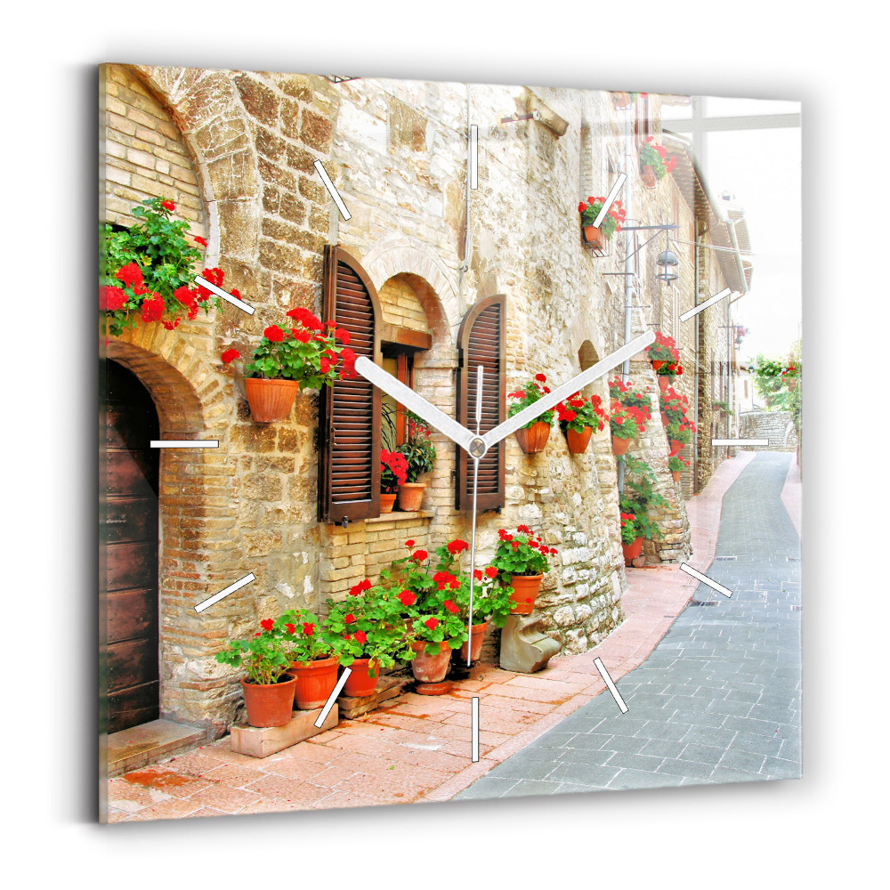Zegar ścienny kwadratowy Malownicza uliczka