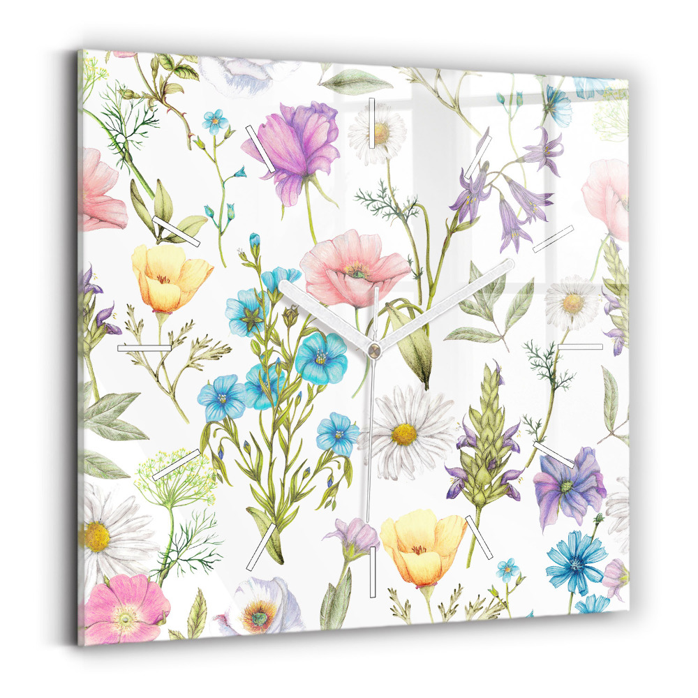 Zegar ścienny kwadratowy Kompozycja Kwiatów