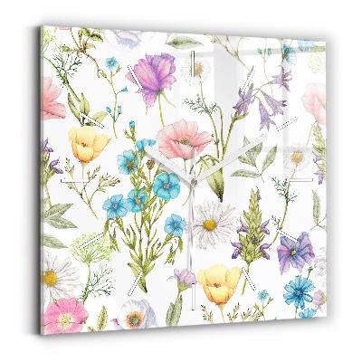 Zegar ścienny kwadratowy Kompozycja Kwiatów