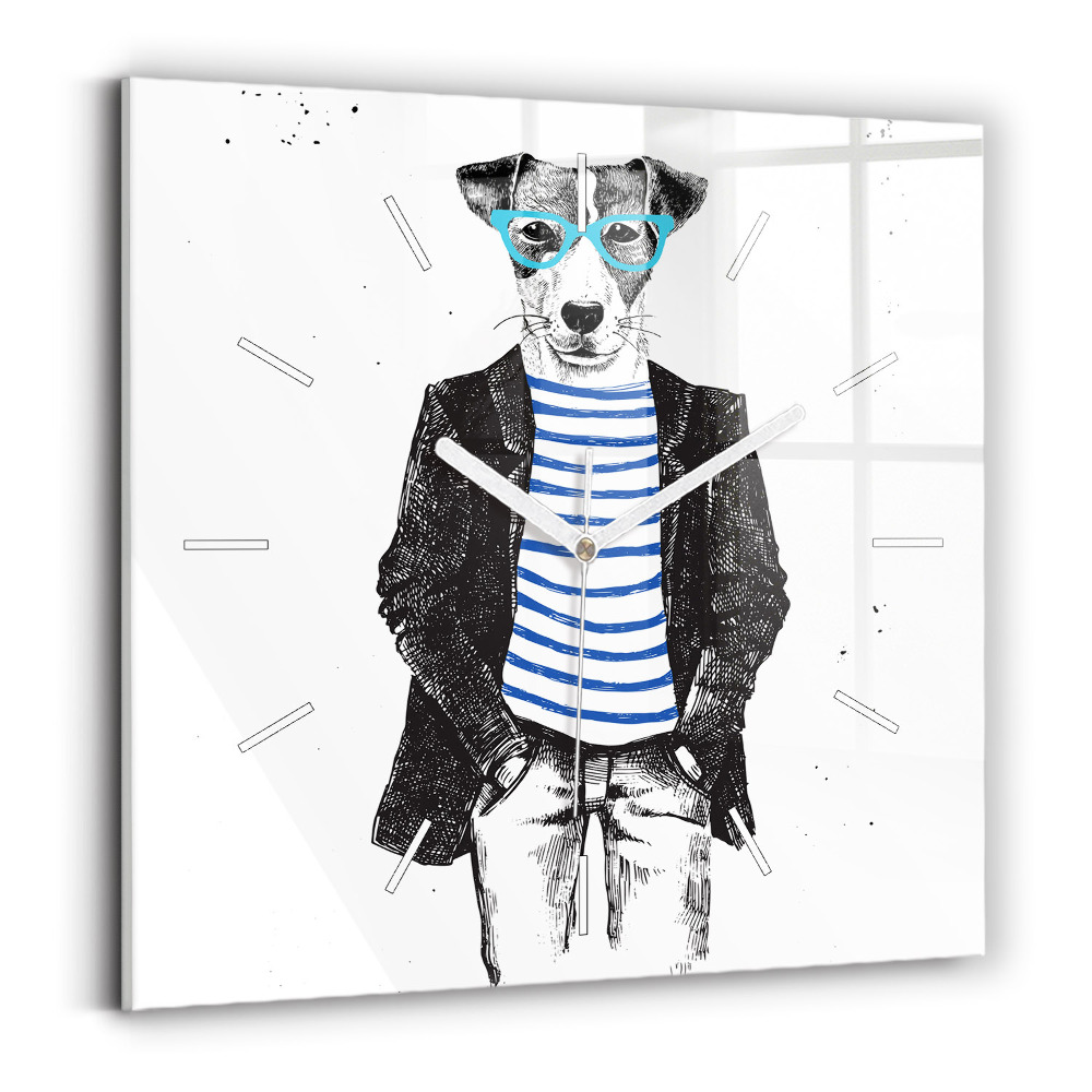 Zegar ścienny kwadratowy Pies w ciele człowieka