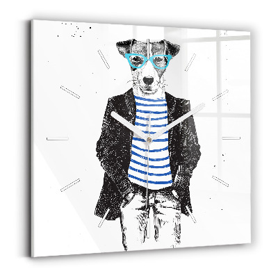 Zegar ścienny kwadratowy Pies w ciele człowieka