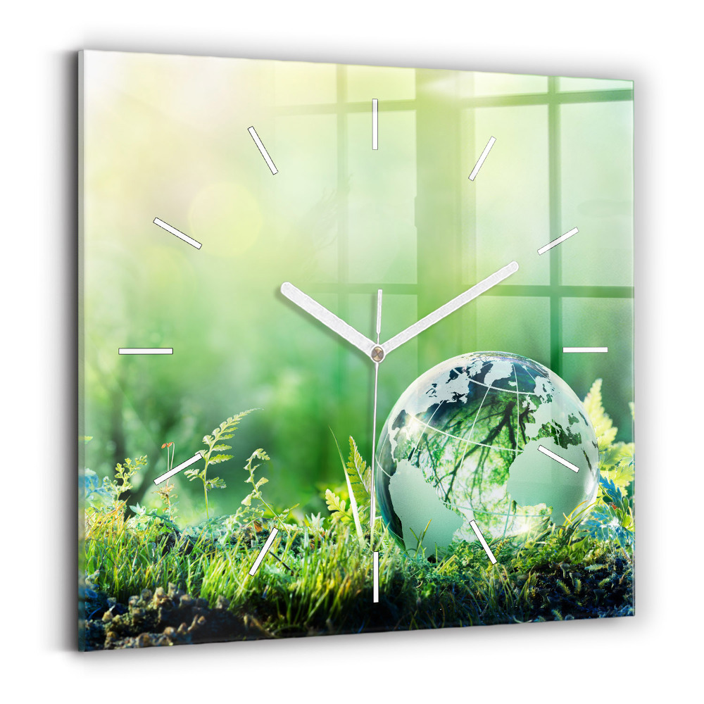 Zegar ścienny kwadratowy Kula Ziemska