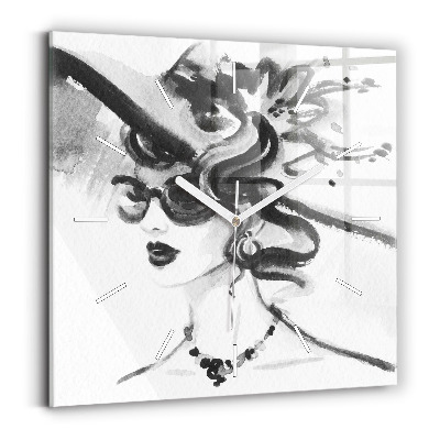 Zegar ścienny kwadratowy Modna kobieta