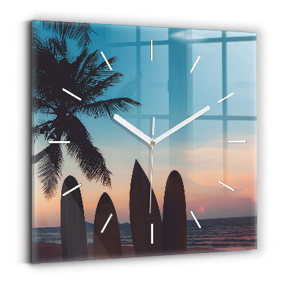 Zegar ścienny kwadratowy Surfing na plaży