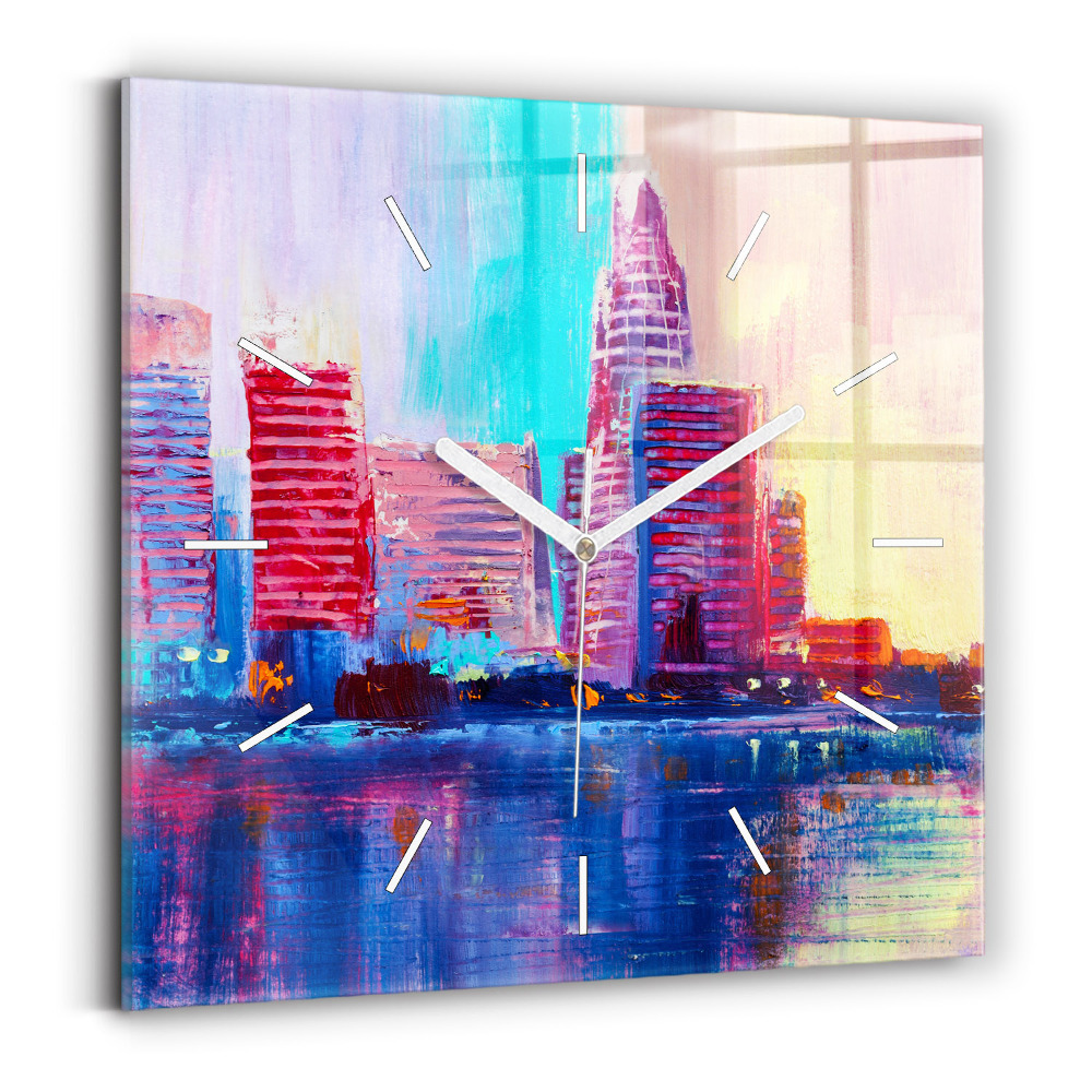 Zegar ścienny kwadratowy Abstrakcja drapaczy chmur