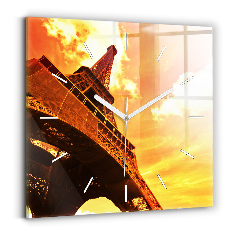 Zegar ścienny kwadratowy Wieża Eiffla w Paryżu
