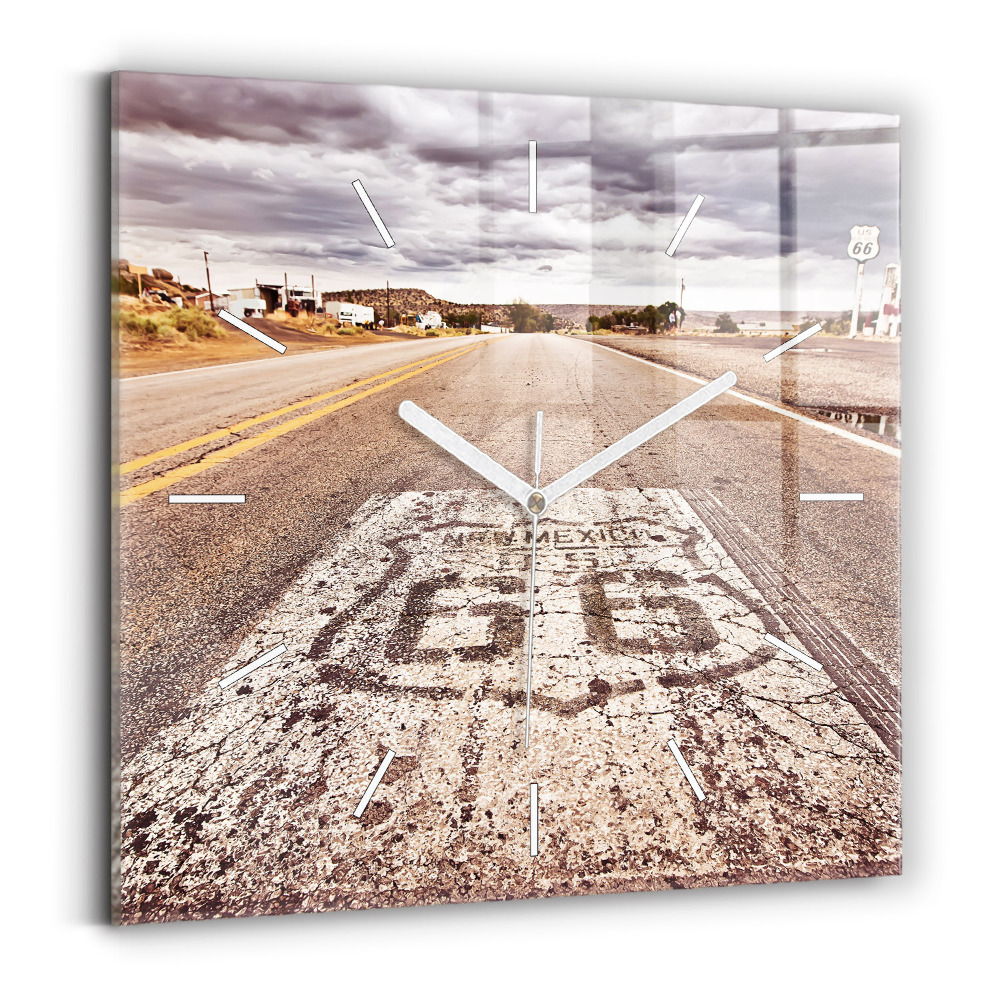 Zegar ścienny kwadratowy droga Route 66 USA