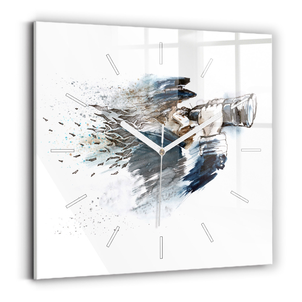 Zegar ścienny kwadratowy Kapitan z lornetką