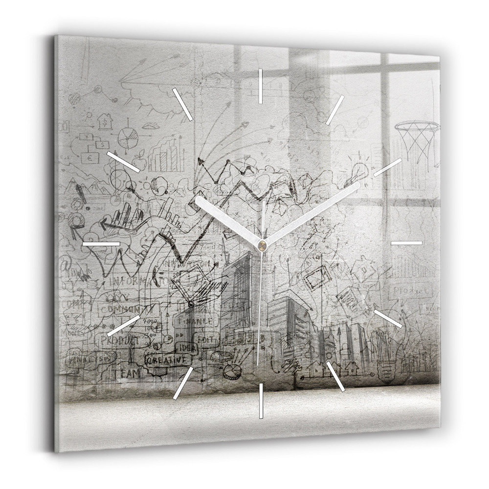 Zegar ścienny kwadratowy Szkic Miasta