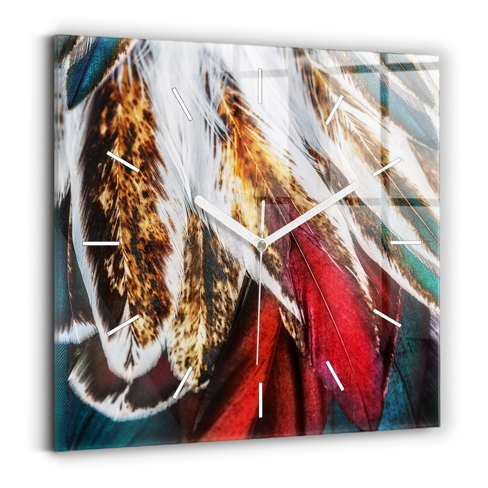 Zegar ścienny kwadratowy Jasnobrązowe pióra ptaka