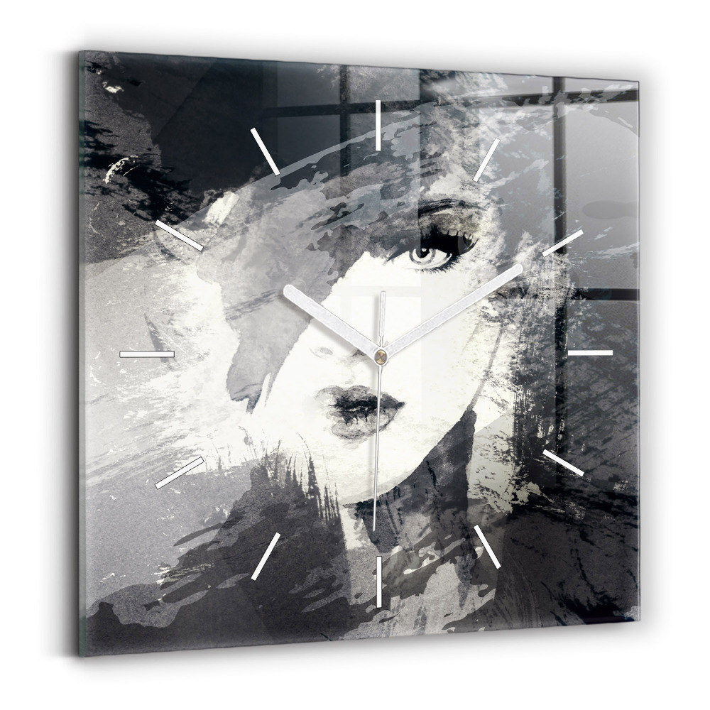 Zegar ścienny kwadratowy Kobieta – akwarele