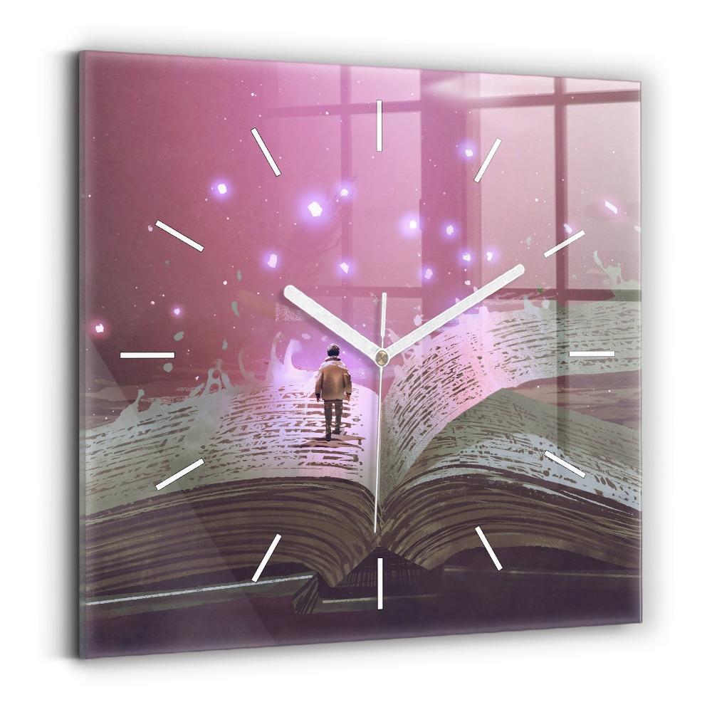 Zegar szklany kwadratowy Abstrakcja książka