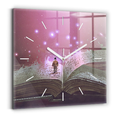 Zegar szklany kwadratowy Abstrakcja książka