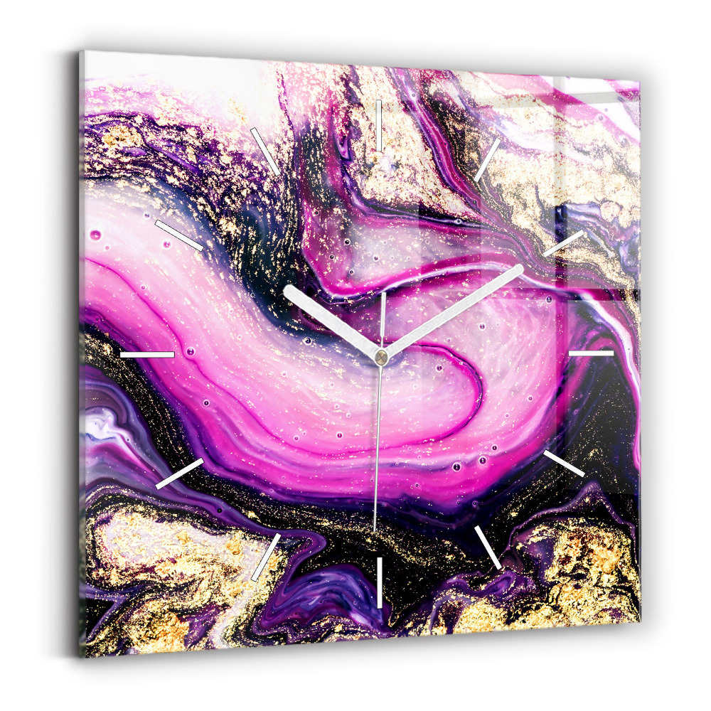 Zegar szklany kwadratowy Abstrakcja marmur