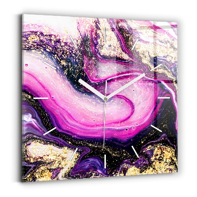 Zegar szklany kwadratowy Abstrakcja marmur