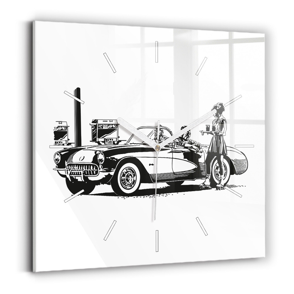 Zegar ścienny kwadratowy Retro Ilustracja