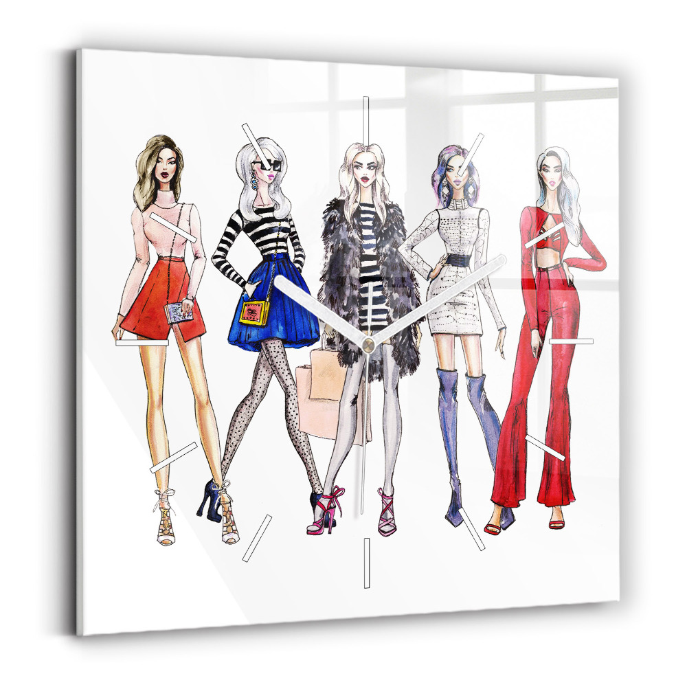 Zegar kwadratowy Modne dziewczyny