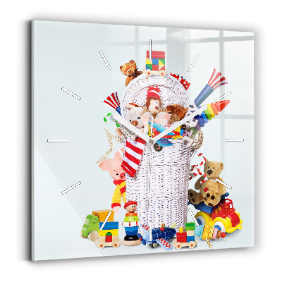 Zegar kwadratowy Wiklinowy kosz z zabawkami