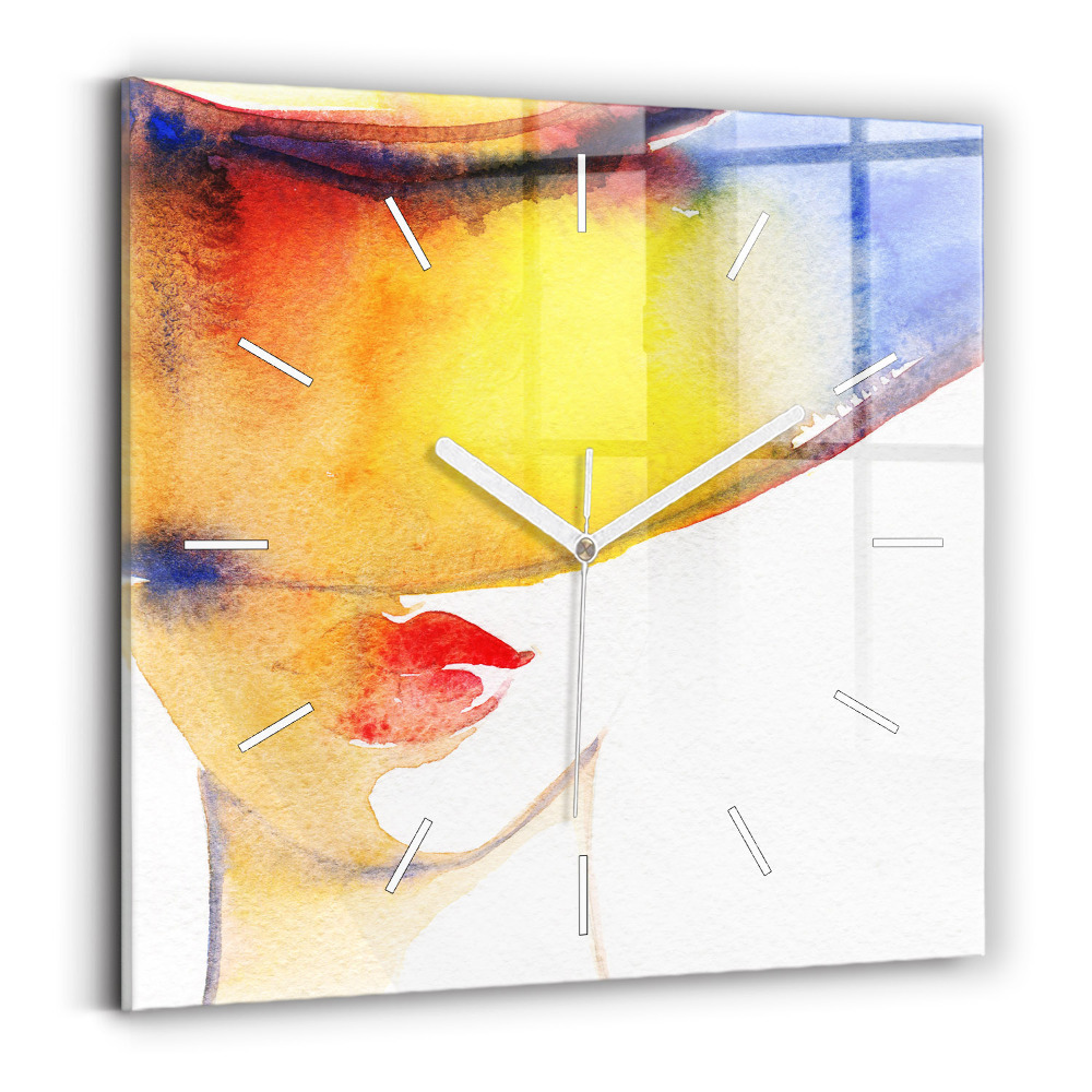 Zegar kwadratowy Kobieta w kapeluszu