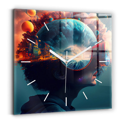 Zegar kwadratowy Futurystyczny świat