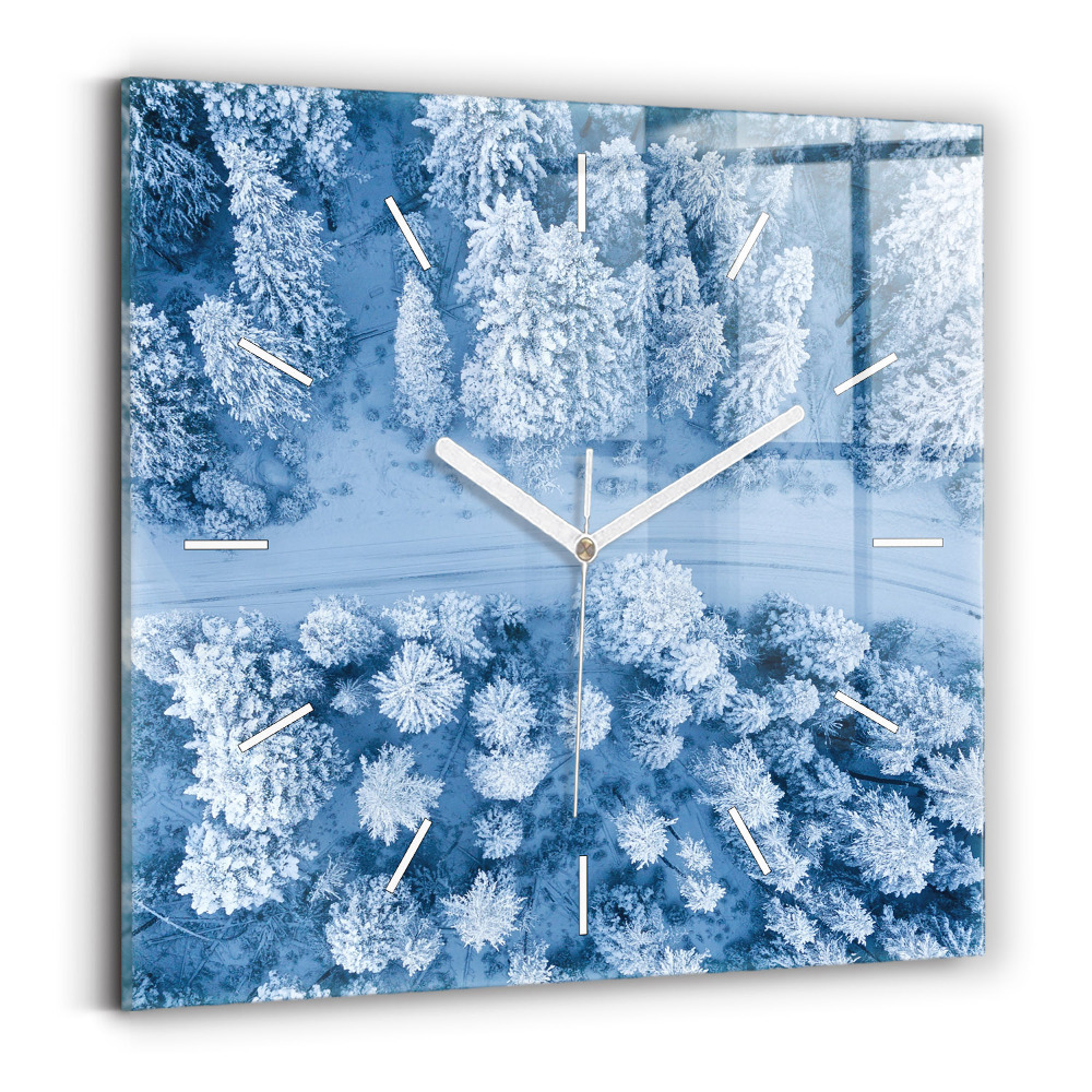 Zegar szklany kwadratowy Las z drona