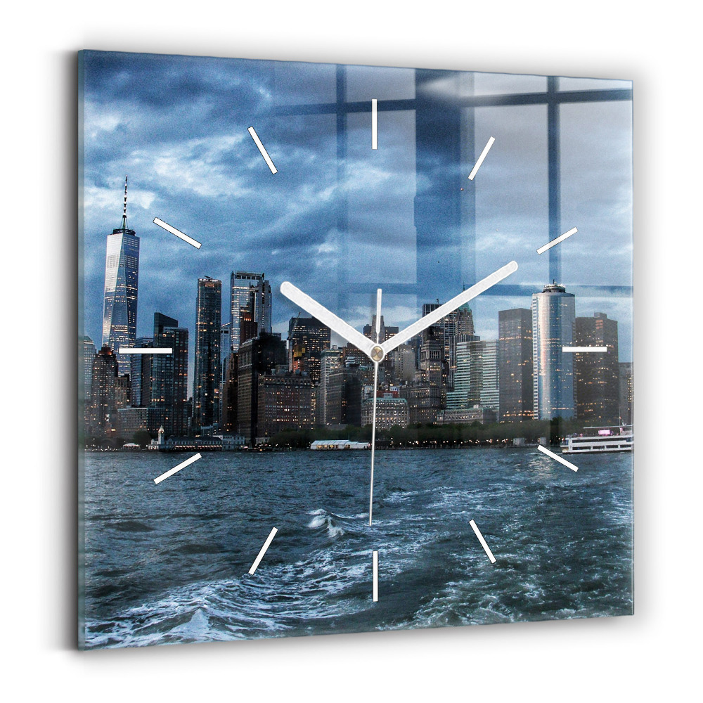 Zegar szklany kwadratowy Panorama Nowy Jork