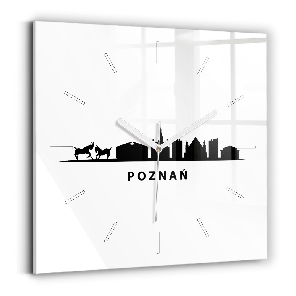 Zegar kwadratowy Poznań panorama grafika