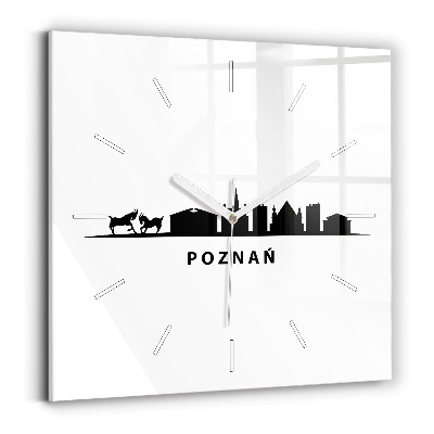 Zegar kwadratowy Poznań panorama grafika