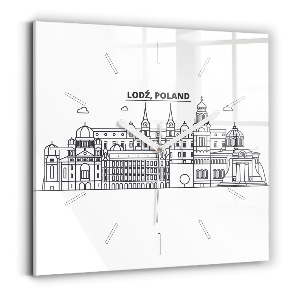 Zegar ścienny kwadratowy Łódź architektura panorama