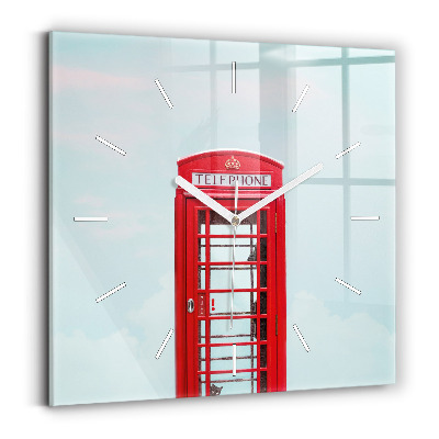 Zegar szklany kwadratowy Budka telefoniczna
