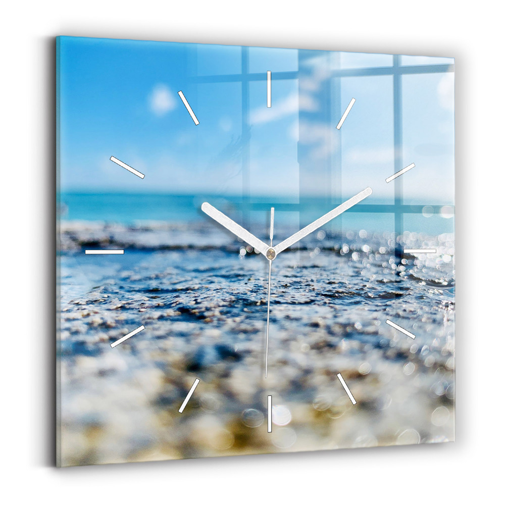 Zegar szklany kwadratowy Fotografia wody