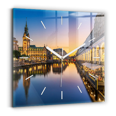 Zegar ścienny kwadratowy Ratusz w Hamburgu