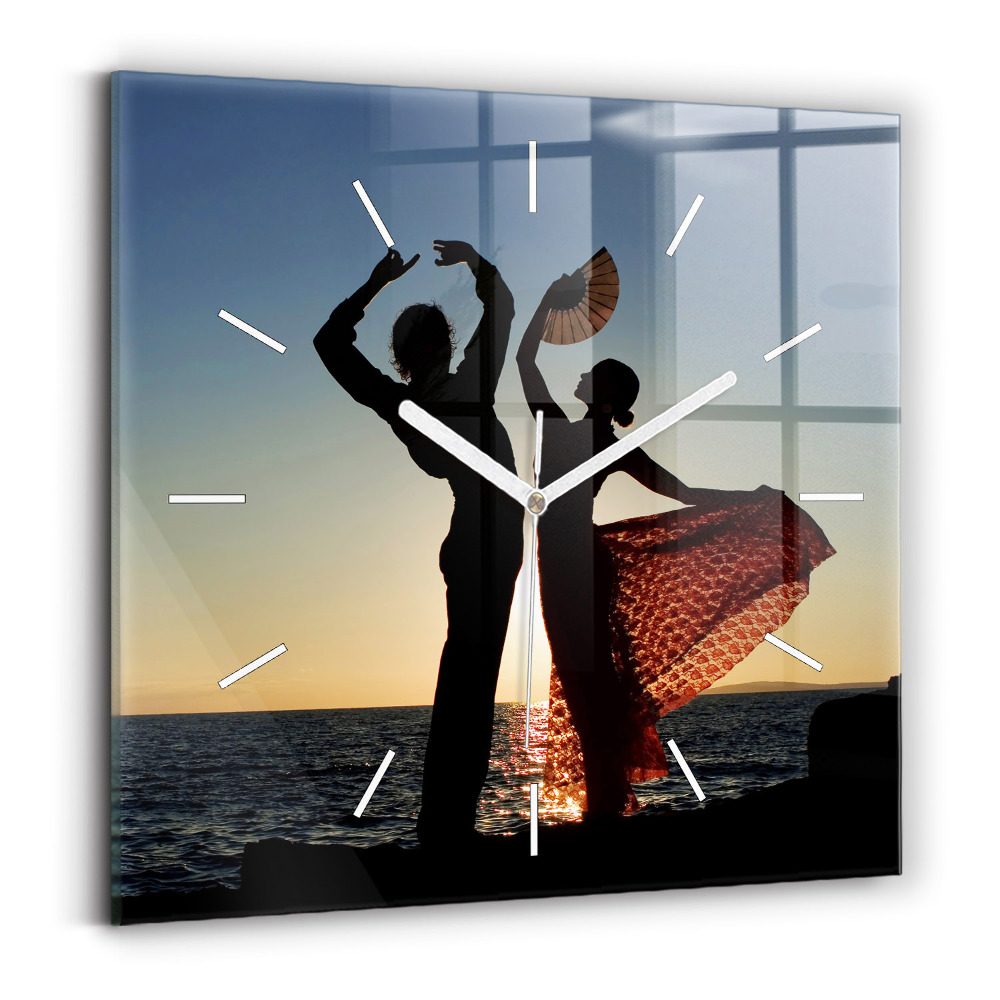 Zegar ścienny kwadratowy Hiszpański taniec na morzu