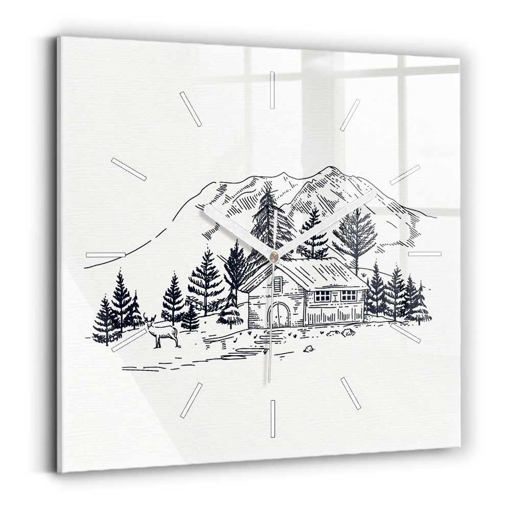 Zegar ścienny kwadratowy Rysunkowe miasteczko