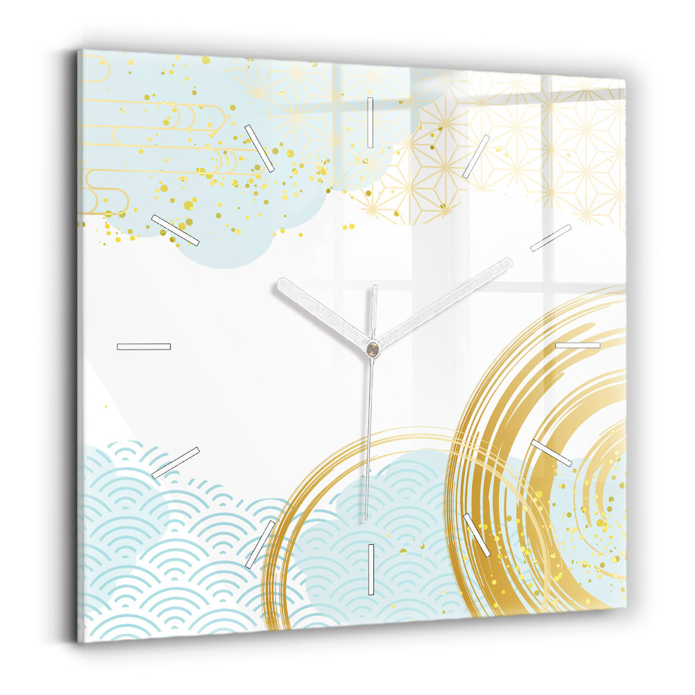 Zegar szklany kwadratowy Dekoracyjny wzór