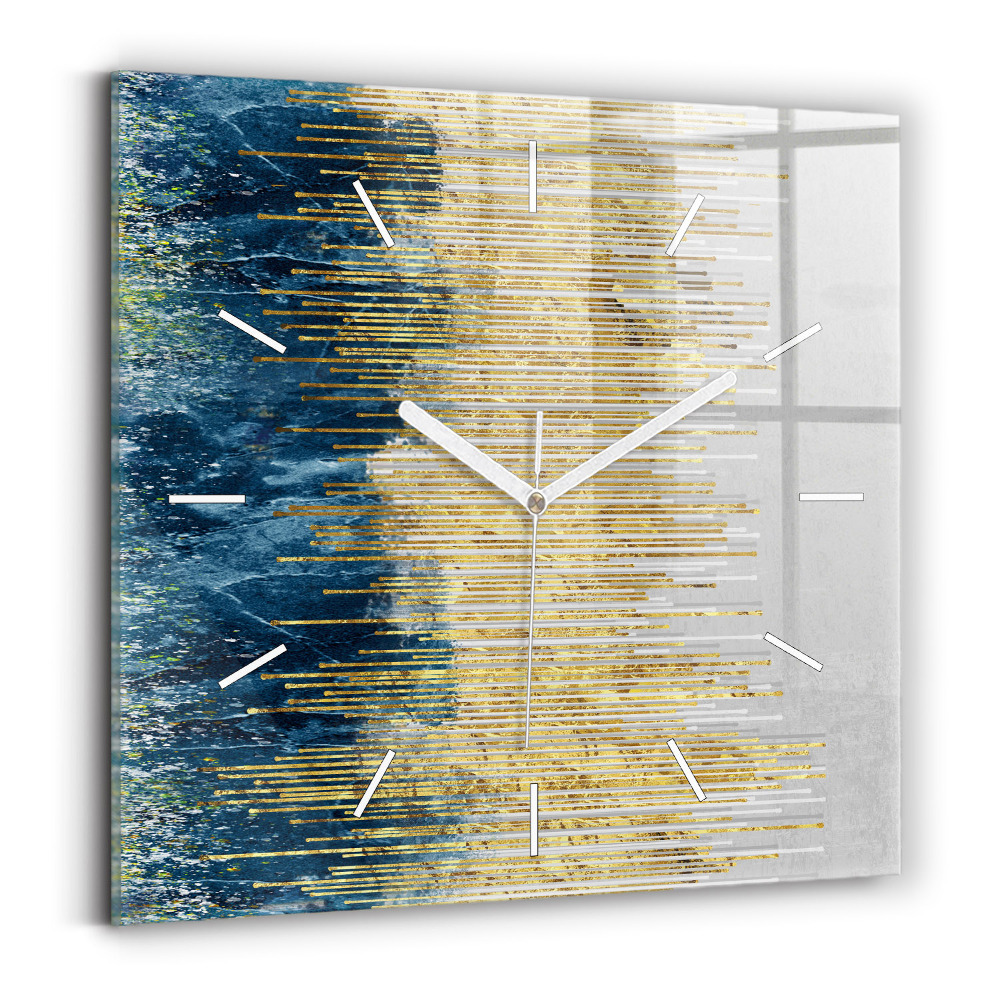 Zegar kwadratowy Dekoracyjny wzór i złoto