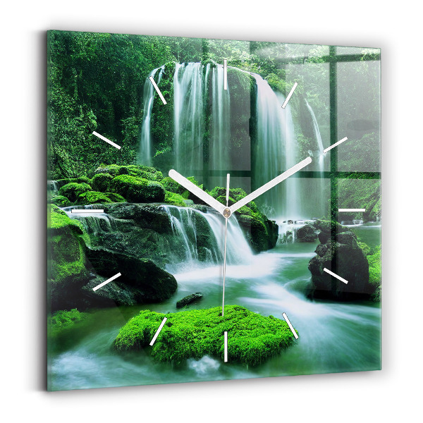 Zegar kwadratowy Wodospad wśród mchu
