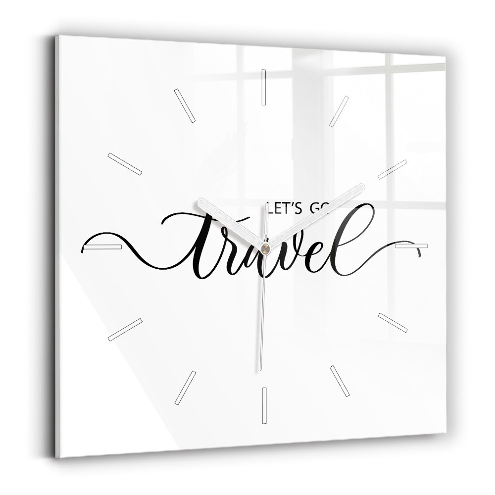 Zegar kwadratowy Napis Travel
