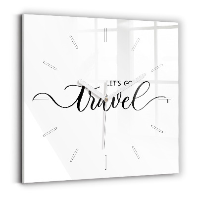 Zegar kwadratowy Napis Travel