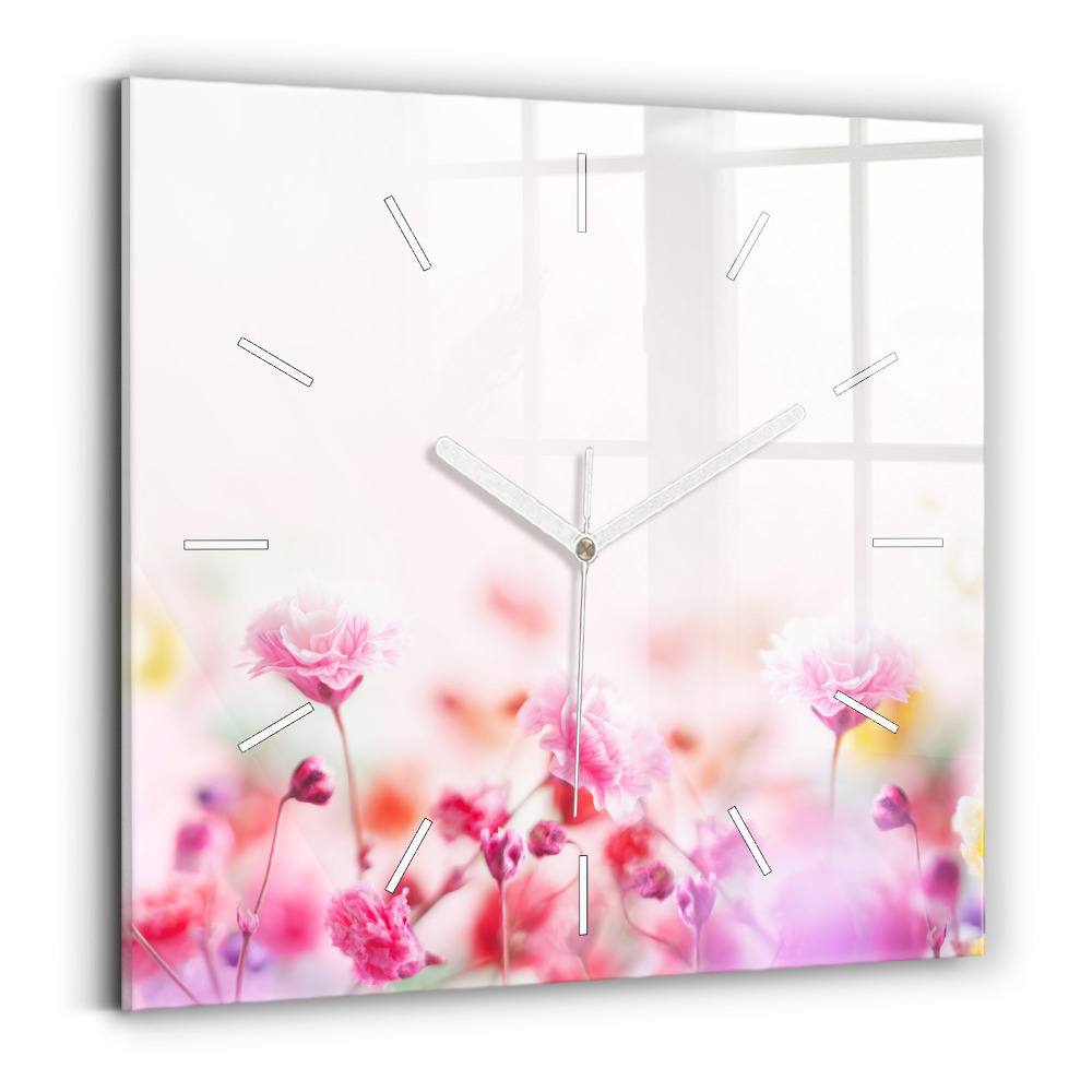 Zegar kwadratowy Kwiaty na łące
