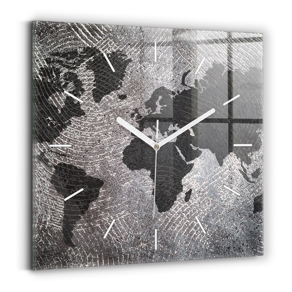 Zegar kwadratowy Mapa świata beton