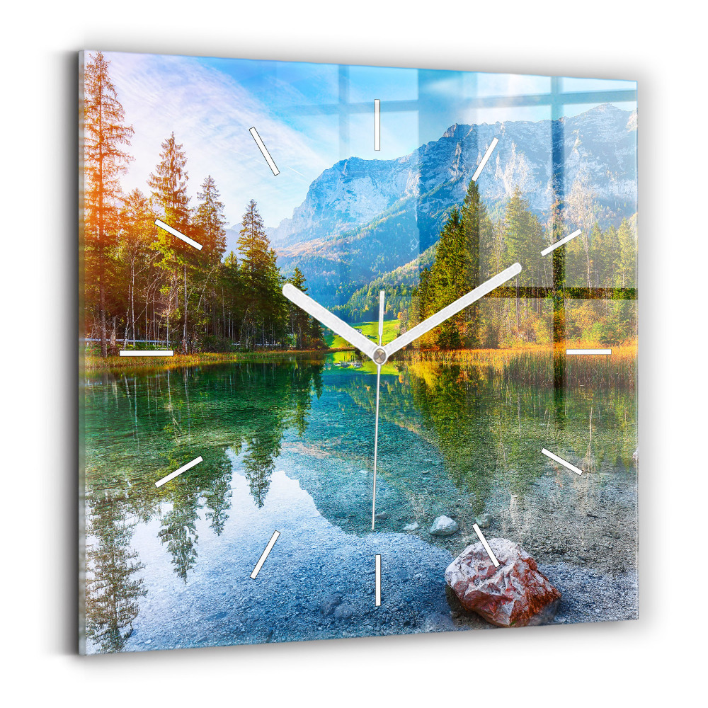 Zegar ścienny kwadratowy Rzeka góry Krajobraz